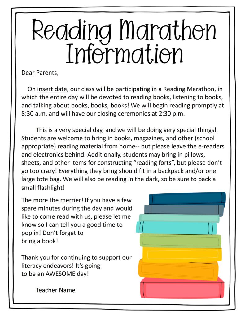 reading marathon letter
